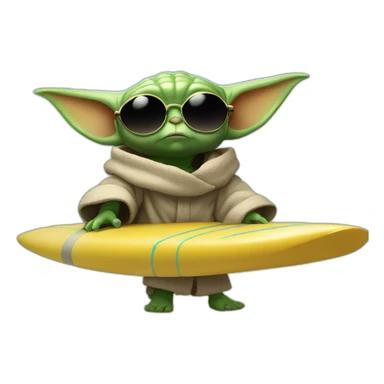 Baby yoda with sunglasses on the surf table sticker