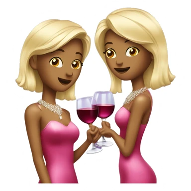 two bling girls drinking wine sticker