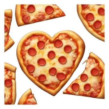 Create a photo Realistic heart shaped pizza sticker