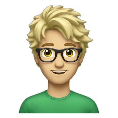 Blonde tech guy with glasses nerd green eyes messy hair sticker
