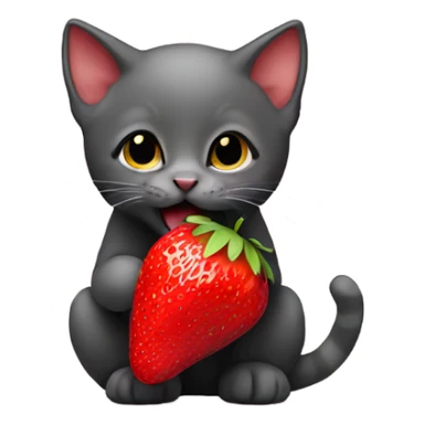 kitten eating strawberry  sticker
