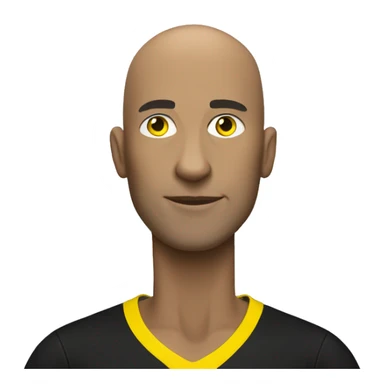 Bald soccer coach wearing black and yellow  sticker