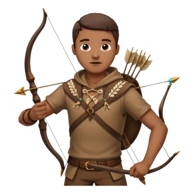 The classic hunter image with a bow and arrow on his back, dressed in brown with some animal made decorations sticker