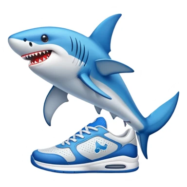Tiburón con zapatos tenis azules sticker