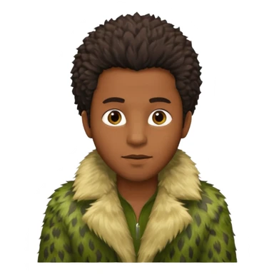  black  male in green fur coat  sticker