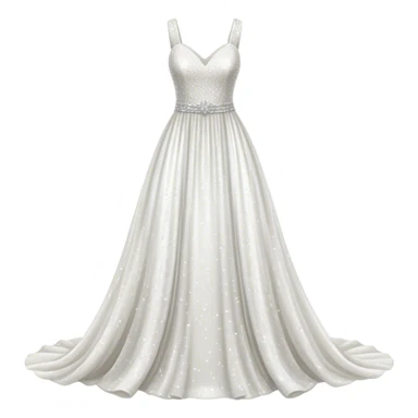 white sequin wedding gown isolated, detailed realistic sticker