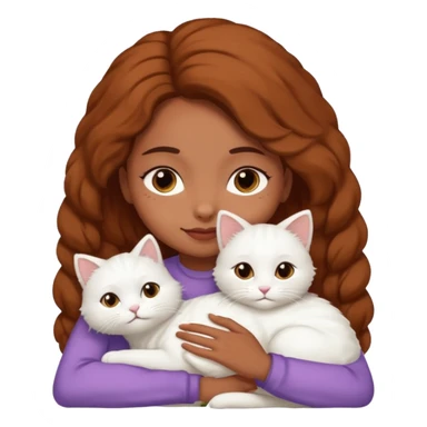 brown girl snuggling fluffy white cat, variation 3 sticker
