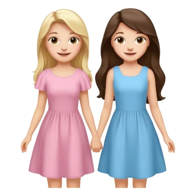 pride and prejudice happy blonde girl in light blue dress and long haired brunette girl in light pink dress sticker