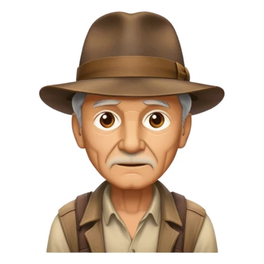 Old man with Indiana Jones hat sticker