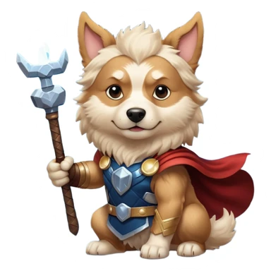 dog thor has mjolnir. has lightning powers dynamic pose sticker