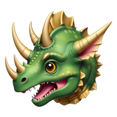 Cinematic Comical Triceratops Portrait Emoji, Head tilted dramatically with an exaggeratedly shocked expression, featuring a stout, armored body with three comically exaggerated horns and a frilled head, wide, comically expressive eyes full of playful disbelief, Simplified yet hilariously expressive features, highly detailed, glowing with a slightly sassy prehistoric glow, high shine, dramatic yet playful, stylized with an air of cheeky dinosaur mischief, soft glowing outline, capturing the essence of a meme-worthy Triceratops that looks ready to side-eye its way into viral fame! sticker