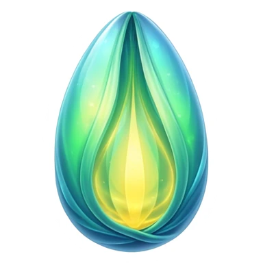 glowing green-blue ethereal magical cocoon with yellow magical aura, translucent, magical symbol, soft curves, gentle green-blue hues sticker