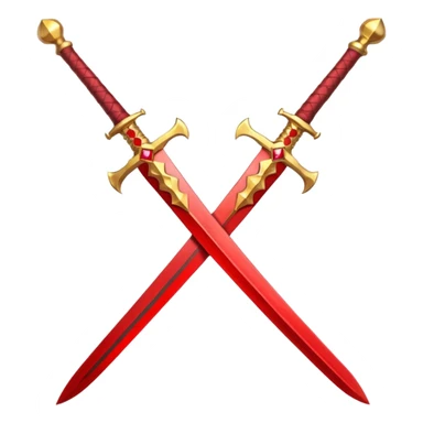 Golden fiery royal two crossed swrods with red gem and golden blade sticker