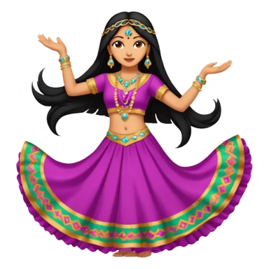 Indian Arab women with jewelry and beautiful long hair and dress dancing an Arab dance  sticker