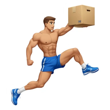 buff guy blue shorts box-jump side-view sticker