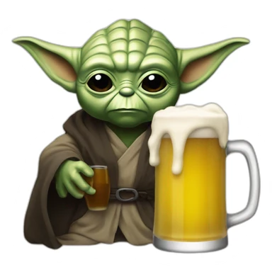 Yoda qui bois une bière avec Dark Vador sticker
