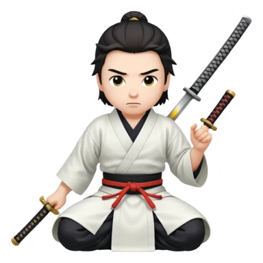 kneeling samurai in white robes sticker