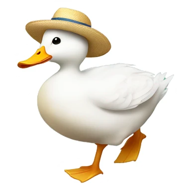 white duck with a straw hat running fat to get someone sticker