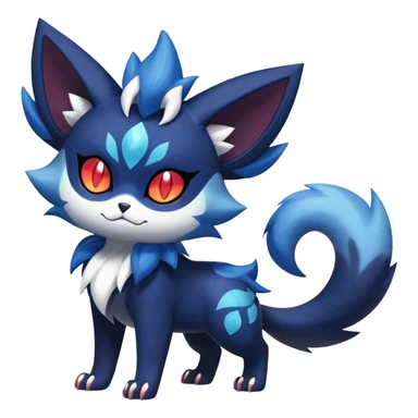 Shiny Evil mExotic Badass Colorful Ethereal Royal Mysterious Gothic Meowstic-Zorua-Litten-Noibat-Pokémon-Fakémon-hybrid-creature (full body) with random pattern-markings sticker