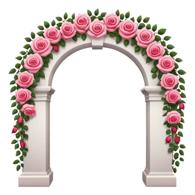 White tall archway with romantic pink and red flowers  sticker