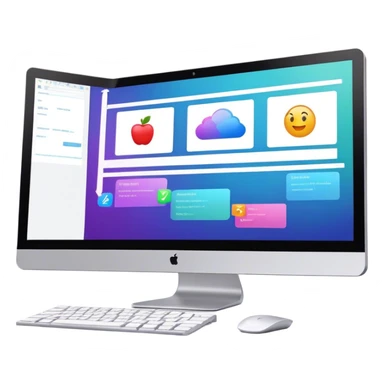 Create an emoji for animation and motion design. Show a computer monitor displaying the animation creation process, with a timeline, keyframes, and motion effects. Use modern, vibrant colors. No emojis or smiley faces. Transparent background. sticker