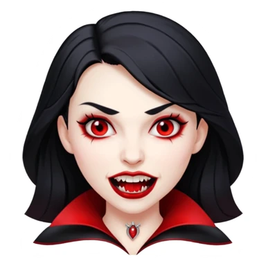 Beautiful vampire woman with back hair and red highlights showing fangs  sticker