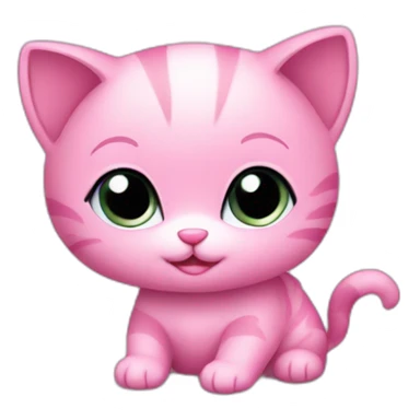 a pink kitten writing in a notebook sticker