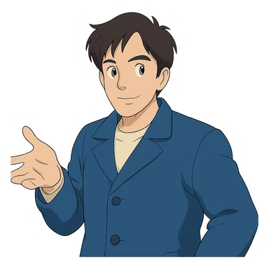 Give the man a different look in Ghibli style, with no background. sticker