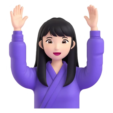 East Asian woman with long black straight hair and bangs cheering for Doosan Bears baseball team sticker