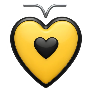 Fusiona un corazón de iPhone de color amarilla con color negro otro como el tercero pero sin el rabo de arriba sticker