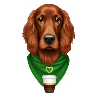 Irish setter with coffee sticker