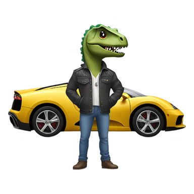 dinosaw in jacket in a bugatti sticker