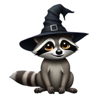 Raccoon with a witch hat on  sticker