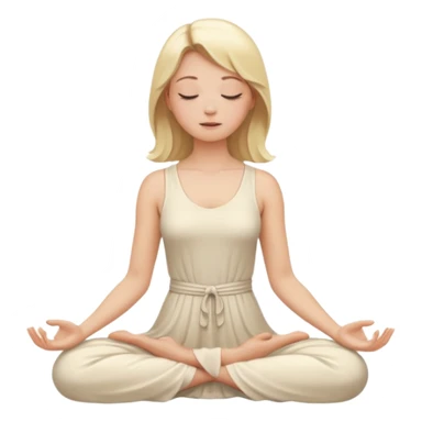 A blonde woman meditating in an ivory-colored dress sticker
