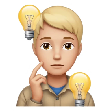 thoughtful face with a lightbulb representing understanding sticker