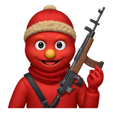elmo with an AK47 and an black balaclava sticker
