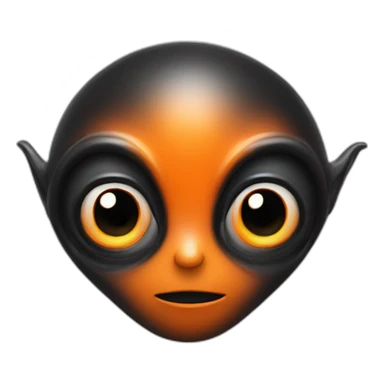 alien face black with big eyes orange details sticker