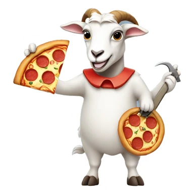 Goat holding a gun and a slice of pizza sticker