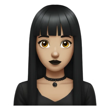Goth girl with long black hair and bangs sticker