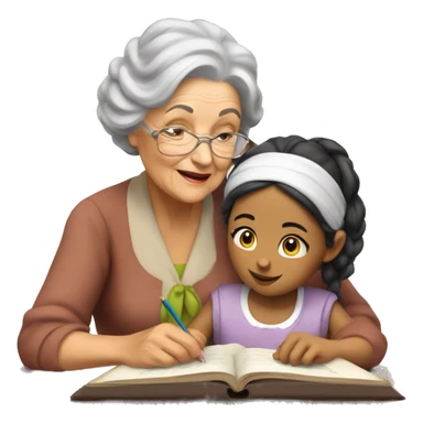 grandma tutoring little gypsy girl sticker