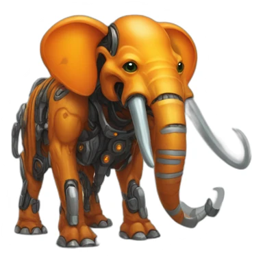 Little completely orange mammouth cyborg sticker
