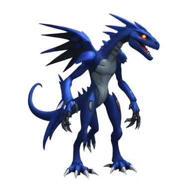  Cool Edgy Black Blue Digimon-Fakemon-Guilmon-Velociraptor-Dragon-Mecha full body sticker