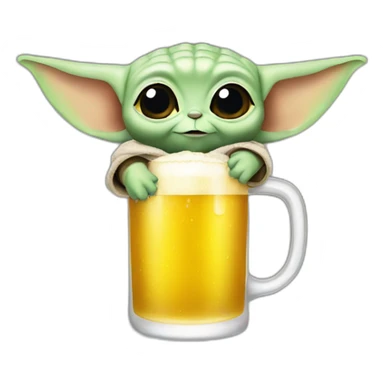 baby yoda drink beer sticker