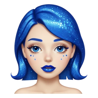 blue lipstick with glitter sticker