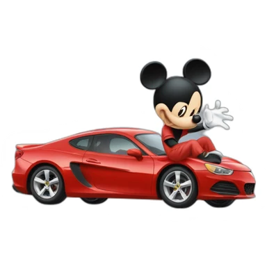 Mickey sur une voiture de sport sticker