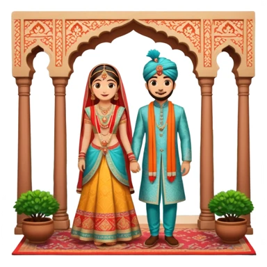 Ghibli style of a lalqila wedding delhi sticker