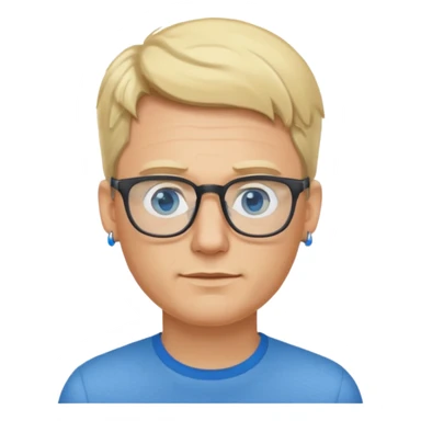 blond man wearing  earrings, wearing glassess, with no beard sticker