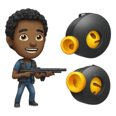 smiling black man helpfully shooting sticker