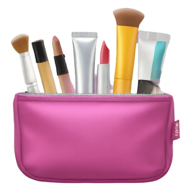 cosmetic bag with cosmetics peeking out sticker
