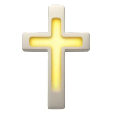 Glowing white cross with soft yellow light glowing around it and clouds behind it sticker